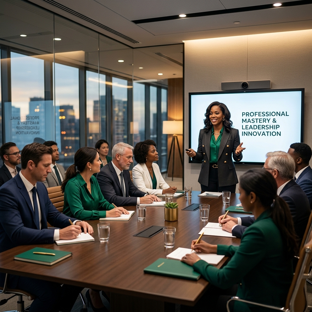 Professional trainer leading a premium corporate development workshop